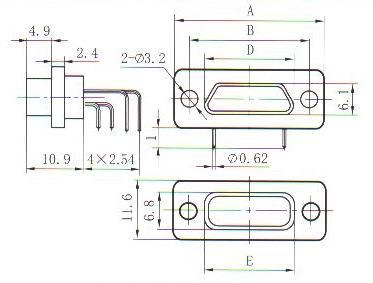 J30J right angle contact for PCB Q8  Connectors Receptacle