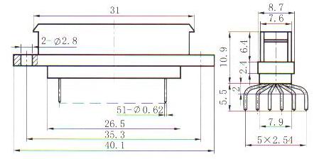 J30J variation of type A-ZKN in-line contact for PCB Connectors Receptacle