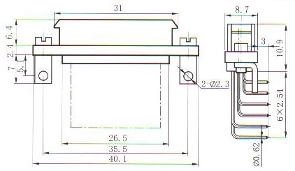 J30J variation of type A-ZKW in-line contact for PCB Connectors Receptacle