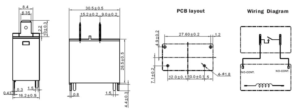 DI1U-RELAY Relays Product Outline Dimensions