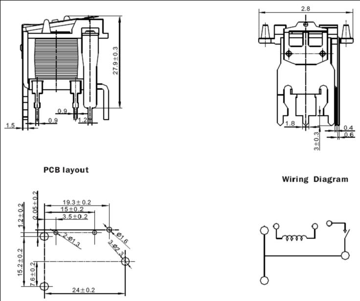 CAR-RELAY Relays Product Outline Dimensions