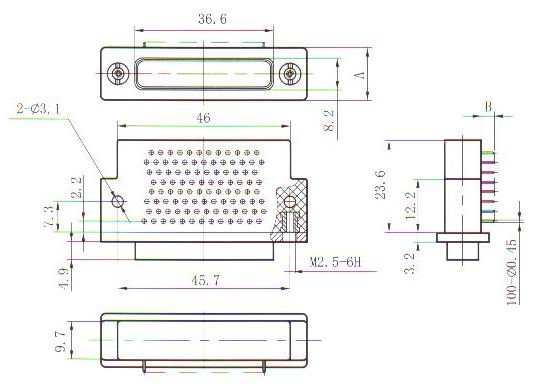 J30J fixation end retaining member Connectors Product Outline Dimensions