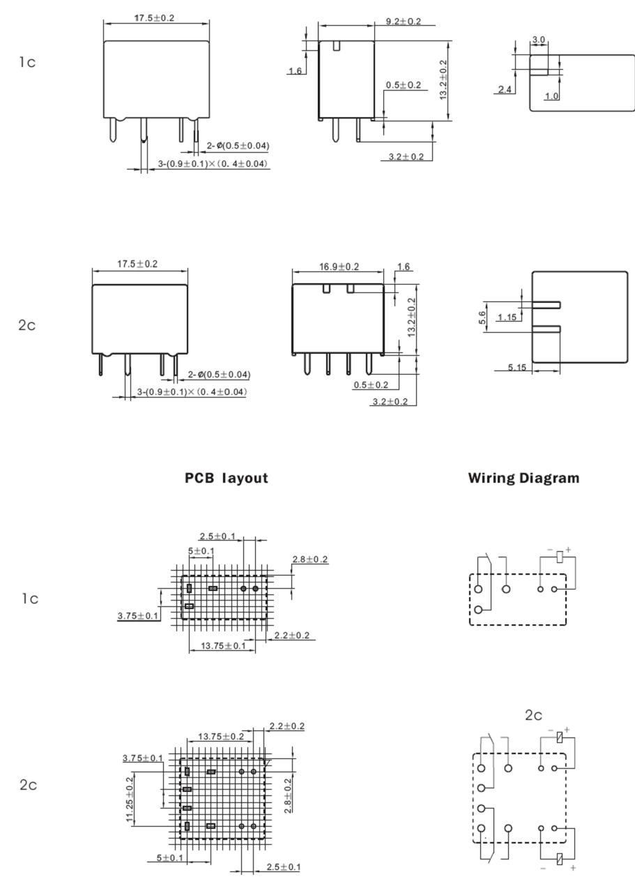 SARG-RELAY Relays Product Outline Dimensions