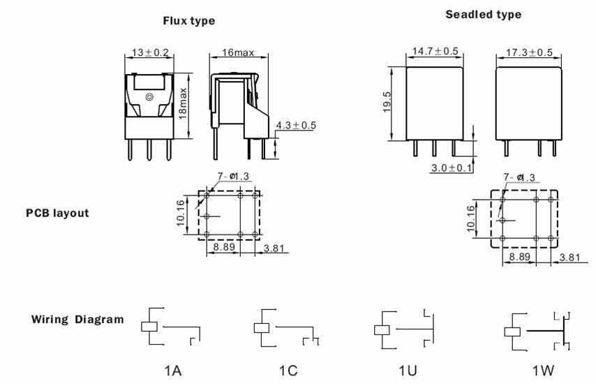 SARM-1-RELAY Relays Product Outline Dimensions