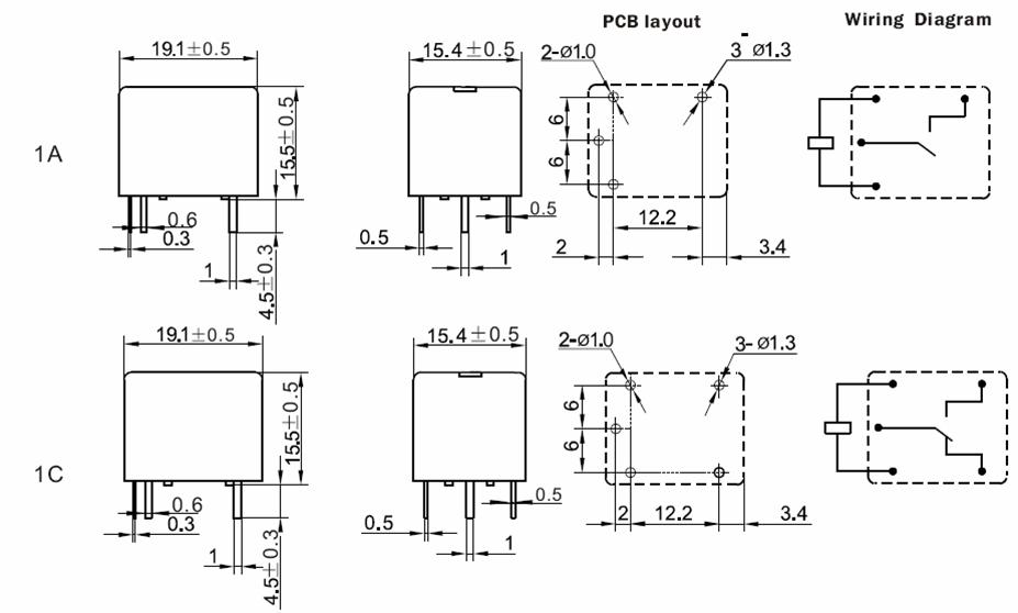 SARM-RELAY Relays Product Outline Dimensions