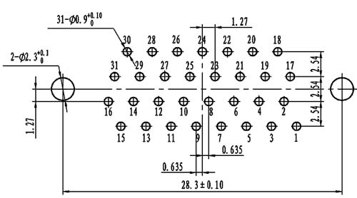 J30J PCB pattern for N、N3、N4、N8 connectors Connectors panel cutouts