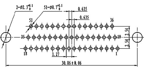 J30J PCB pattern for N-J、N4-J connectors Connectors panel cutouts