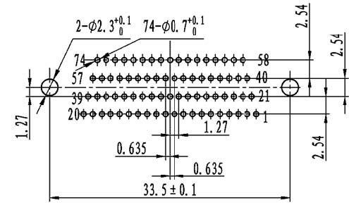 J30J PCB pattern for N-J、N4-J connectors Connectors panel cutouts