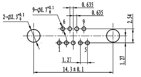 J30J PCB pattern for N-J、N4-J connectors Connectors panel cutouts