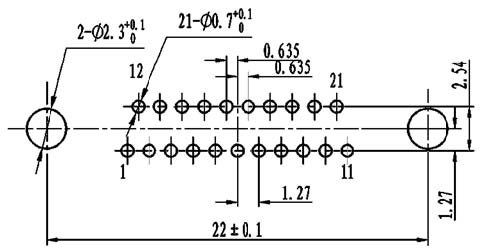 J30J PCB pattern for N-J、N4-J connectors Connectors panel cutouts