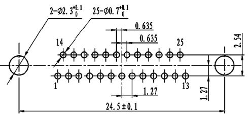 J30J PCB pattern for N-J、N4-J connectors Connectors panel cutouts