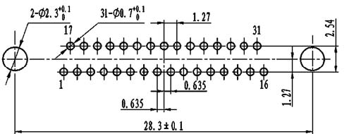 J30J PCB pattern for N-J、N4-J connectors Connectors panel cutouts