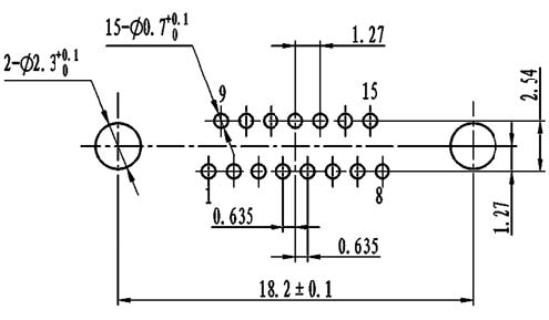 J30J PCB pattern for N-J、N4-J connectors Connectors panel cutouts