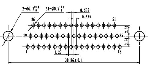 J30J PCB pattern for N-J、N4-J connectors Connectors panel cutouts