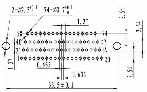 J30J PCB pattern for N-J、N4-J connectors Connectors panel cutouts