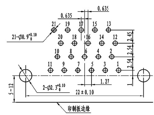 J30J panel cutouts of right angle contact for PCB W Connectors panel cutouts