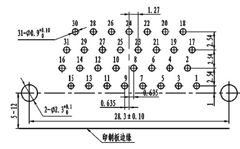 J30J panel cutouts of right angle contact for PCB W Connectors panel cutouts