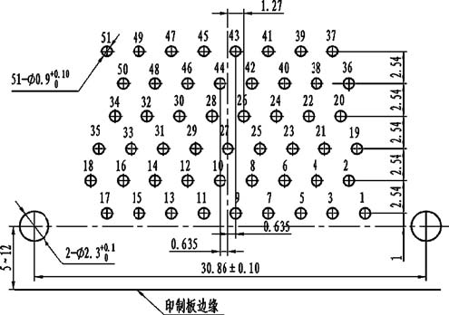 J30J panel cutouts of right angle contact for PCB W Connectors panel cutouts