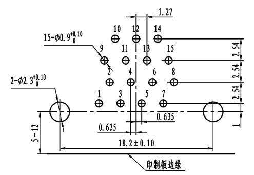 J30J panel cutouts of right angle contact for PCB W Connectors panel cutouts