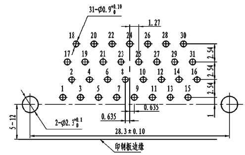 J30J panel cutouts of right angle contact for PCB W Connectors panel cutouts