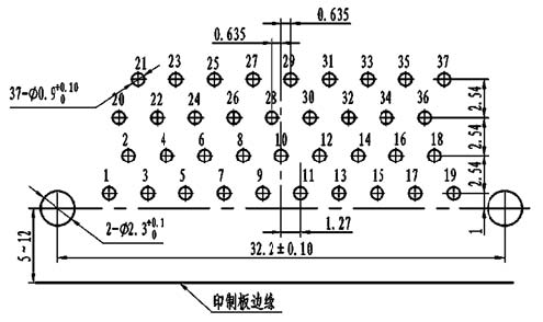 J30J panel cutouts of right angle contact for PCB W Connectors panel cutouts