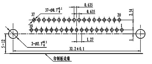 J30J panel cutouts of right angle contact for PCB W-J Connectors panel cutouts