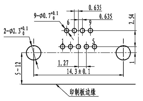 J30J panel cutouts of right angle contact for PCB W-J Connectors panel cutouts