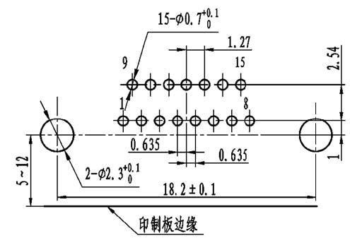 J30J panel cutouts of right angle contact for PCB W-J Connectors panel cutouts