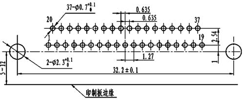 J30J panel cutouts of right angle contact for PCB W-J Connectors panel cutouts