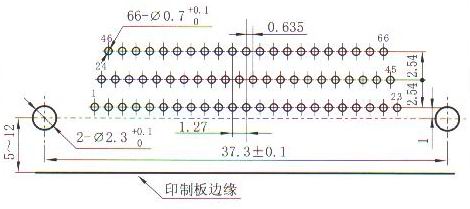 J30J panel cutouts of right angle contact for PCB W-J Connectors panel cutouts