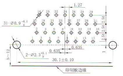 J30J panel cutouts of right angle contact for PCB W-Q8 Connectors panel cutouts