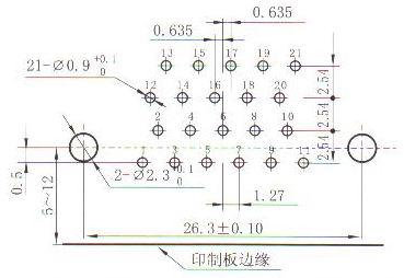 J30JA panel cutouts of right angle contact for PCB W Connectors panel cutouts