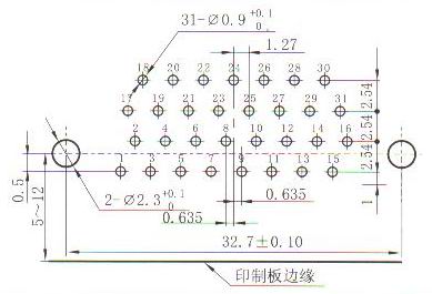 J30JA panel cutouts of right angle contact for PCB W Connectors panel cutouts