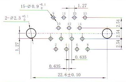 J30JA panel cutouts of in-line contact for PCB N Connectors panel cutouts