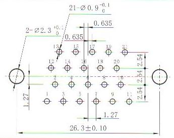 J30JA panel cutouts of in-line contact for PCB N Connectors panel cutouts