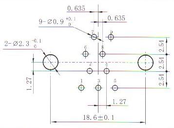 J30JA panel cutouts of in-line contact for PCB N Connectors panel cutouts