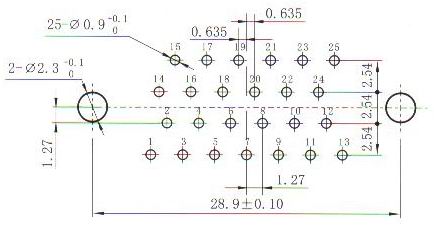 J30JA panel cutouts of in-line contact for PCB N Connectors panel cutouts