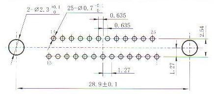 J30JA panel cutouts of in-line contact for PCB N-J Connectors panel cutouts