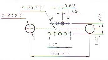 J30JA panel cutouts of in-line contact for PCB N-J Connectors panel cutouts