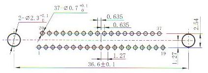 J30JA panel cutouts of in-line contact for PCB N-J Connectors panel cutouts