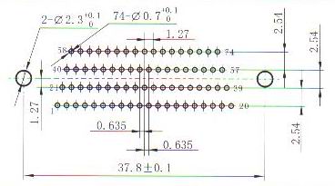 J30JA panel cutouts of in-line contact for PCB N-J Connectors panel cutouts