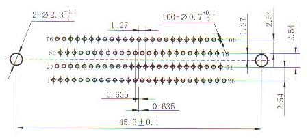 J30JA panel cutouts of in-line contact for PCB N-J Connectors panel cutouts