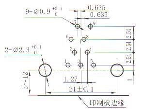 J30JC panel cutouts of right angle contact for PCB W-Q Connectors panel cutouts