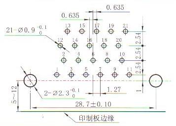 J30JC panel cutouts of right angle contact for PCB W-Q Connectors panel cutouts