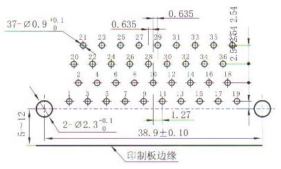 J30JC panel cutouts of right angle contact for PCB W-Q Connectors panel cutouts