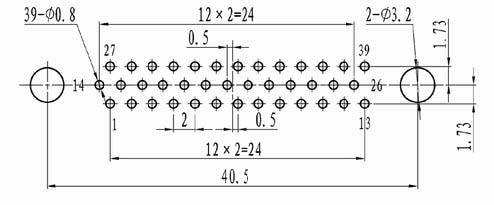 Panel cutouts of J40 connectors Connectors The PCB Pattern