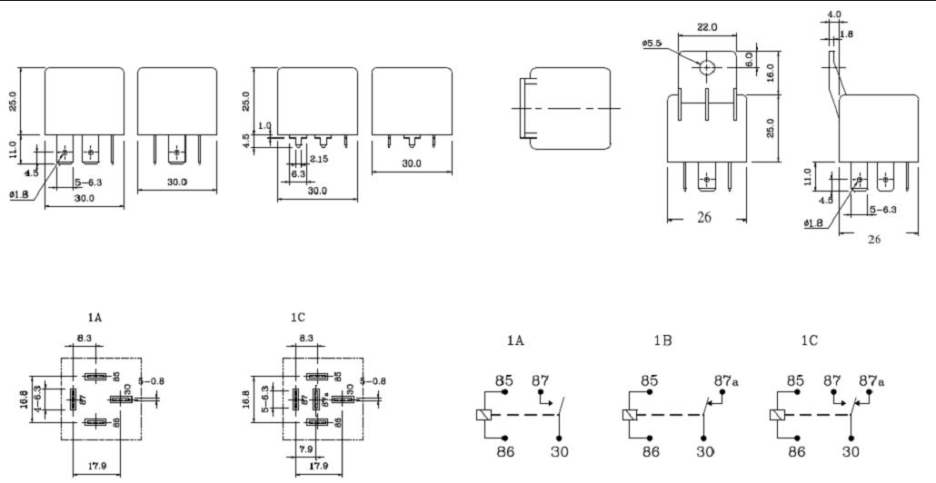 SLDS-RELAY Relays Outline Mounting Dimensions