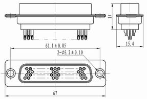 CDb solder contact rectangular connectors Connectors Receptacle