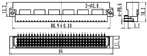 right angle contact for PCB plug Connectors Product Outline Dimensions