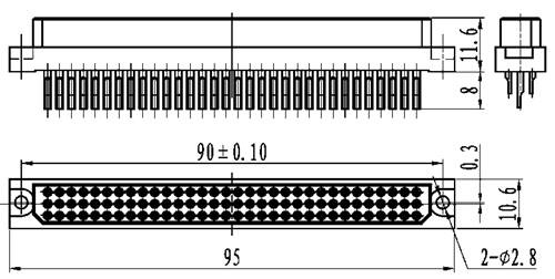 solder contact receptacle Connectors Product Outline Dimensions